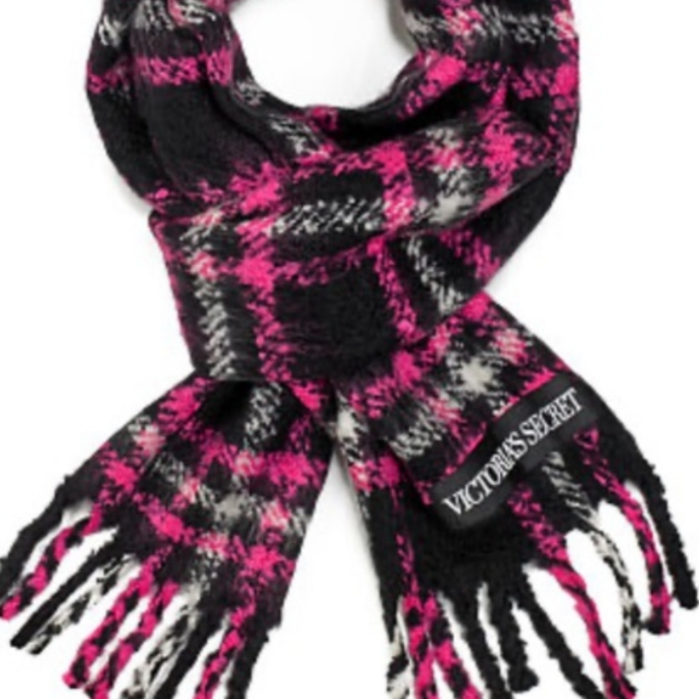 Victoria secret pink and black plaid scarf